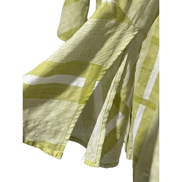 Terra-SJ Apparel Green 3/4 Sleeve Button Front Wire Collar Tunic Shirt Sz S - Picture 4 of 5